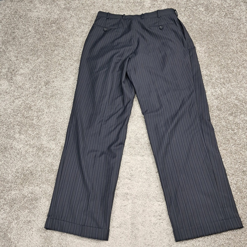 Jean John Mens Wool Pinstripe Suit 3-Button Blazer Pleated Cuffed Pants 36x32 - Picture 13 of 16